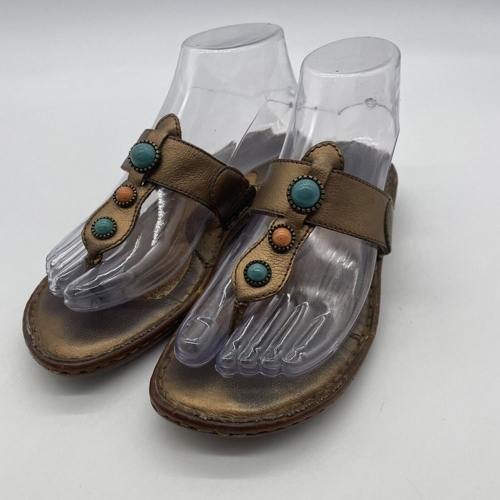 Born Womens Brown Leather Thong  Sandals Sz US‎ 3 M / 35 Embellished